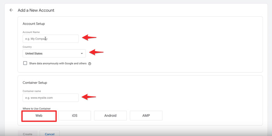 Add a New Google Tag Manager Account